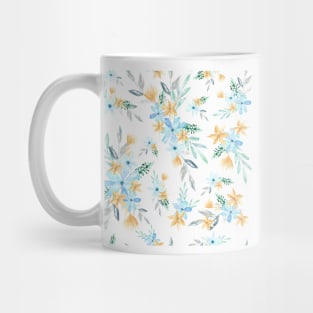 Flower Bouquet (Blue and mustard) Mug